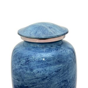 Urne funéraire en marbre bleu ciel pour cendres adultes Urne funéraire commémorative artisanale pour hommage aux cendres - Product Image 4