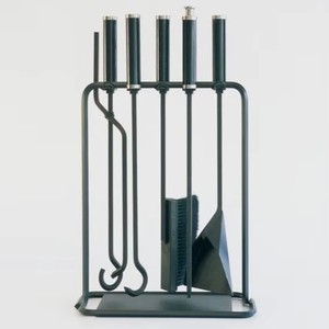 Decorative wrought iron <b>fire</b> <b>tools</b> set with elegant scroll detailing and durable build ideal for vintage style interiors - Product Image 1