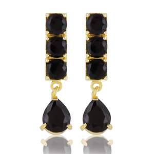 Bijoux indiens plaqué or cristal collier ras du cou de mariée boucles d'oreilles ensemble de bijoux pour femmes grossiste, noir - Product Image 5