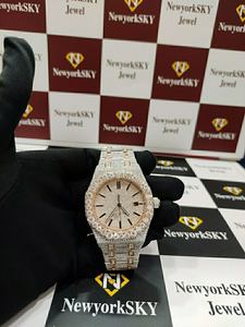 Reloj de pulsera mecánico antiguo único, joyería fina personalizada, probador de diamantes, banda de acero inoxidable con moissanita, regalos de aniversario - Product Image 2