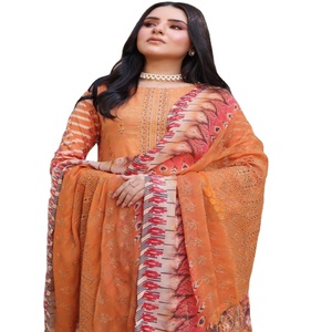Dr Haris Colección de verano Trajes cosidos al césped pakistaní de 3 piezas Bordado Ropa diaria Volumen indio y pakistaní DhagaKari - Product Image 1