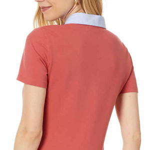 Polo pour femme de haute qualité à manches courtes, col contrastant, décontracté, en coton, coupe ajustée, pour le golf et le tennis - Product Image 4