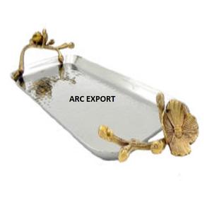 Bandeja de Metal estándar moderna de decoración, bandeja de servicio de comida de lujo al por mayor de Calidad exclusiva para vender con 2 asas fuertes - Product Image 3