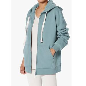 Sudaderas con capucha largas informales con cremallera y cordón para mujer - Product Image 4