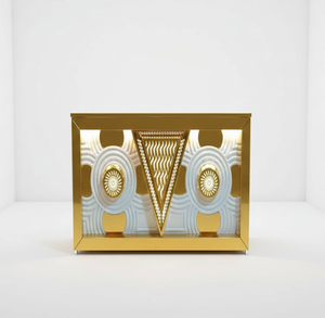 Comptoir de présentation de traiteur de mariage doré de luxe pour plats chauds, fabriqué en acier inoxydable - Product Image 3