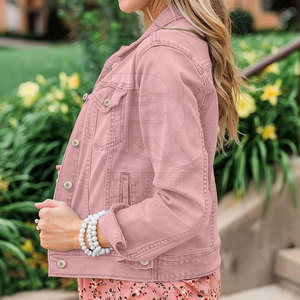 Chaqueta vaquera con estampado personalizado de alta calidad para mujer, ropa de invierno de algodón de punto transpirable más vendida, venta al por mayor - Product Image 4