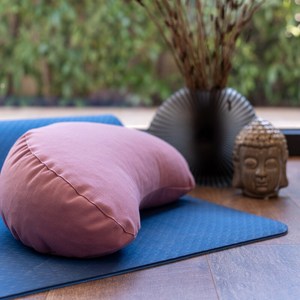 Cushion Thiền lưỡi liềm-Gối ôm Yoga nửa mặt trăng; cotton hữu cơ zafu Thiền đệm đầy W/Vỏ kiều mạch - Product Image 1