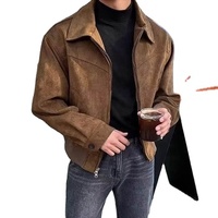 Blouson Bomber Homme Luxe Personnalisé en Velours Côtelé avec Doublure en Fibre de Bambou, Fermeture Éclair, Couleurs Noir et Marron, Prêt pour l'Hiver
