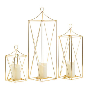 Linternas colgantes de metal y vidrio de estilo vintage para el hogar y la decoración de mesa de Navidad Linterna de piso de vidrio de color dorado - Product Image 4