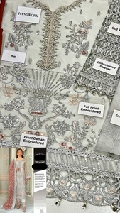 2022 Collection d'été indien pakistanais dernier filet en mousseline de soie brodé lourd Salwar Kameez robe de vente chaude avec costume - Product Image 3