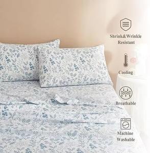 ชุดผ้าปูที่นอน 4 ชิ้น เนื้อผ้าเย็นสบาย เป็นมิตรกับสิ่งแวดล้อม คุณภาพระดับโรงแรม สีขาวล้วน ขอบยางยืด 16 นิ้ว ทอเรียบ ย้อมสีพื้น - Product Image 6