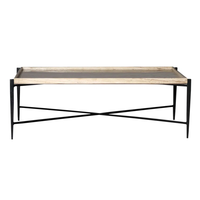 Table basse en bois naturel de forme carrée pour café et restaurants meubles d'extérieur de patio de style antique de concepteur français