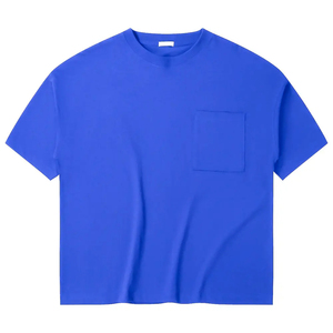 Nueva llegada de verano fibra de bambú y mezcla de algodón cuello redondo Casual estampado patrón sólido Camiseta de punto para hombres suave y cómodo - Product Image 3