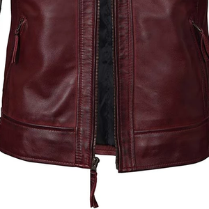 Couleur marron hommes pleine fermeture éclair vestes en cuir design classique hommes en cuir doudoune bonne vente col montant hommes veste de mode - Product Image 6