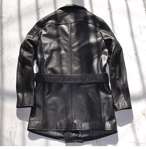 Gabardina Clásica Azul Marino Tipo 740 para Hombre, de Cuero de Oveja Genuino, Impermeable, Ecológica, Estilo Urbano - Product Image 4