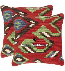 Housse de coussin Kilim au design moderne de haute qualité, faite à la main pour la décoration intérieure, housse de coussin artisanale en laine du fournisseur indien - Product Image 3