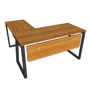 BFTB2008 TrapezBamboo II L-Shaped <b>Desk</b> 140x140cm <b>Simple</b> Design Style Foldable Portable with Assembled Iron Legs Drawer Storage - Product Image 5
