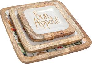 Bandeja de Servir de Madera Hecha a Mano, Diseño Tradicional, Bandeja Decorativa Ligera para el Hogar, Restaurante, Bodas, Fiestas, Cocina - Product Image 2