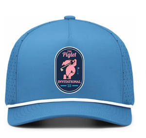 Casquettes de marque de golf personnalisées 5 panneaux Polyester Spandex Chapeaux imperméables pour hommes Casquettes de sport découpées au laser avec corde et logo personnalisé - Product Image 1