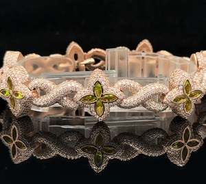 Bracelet fantaisie en or rose 14 carats et diamants cadeau pour elle bijoux porte-bonheur Bracelet de foi scintillant délicat pour femme - Product Image 1