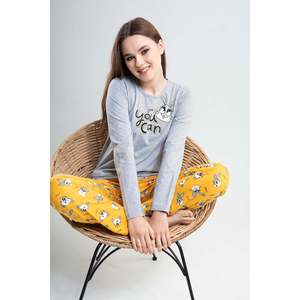 Conjunto de Pijama de Manga Larga con Cuello Redondo y Bolsillo Ovalado para Mujer, Ropa Cómoda para Mujer - Product Image 4