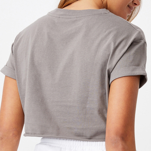 เสื้อยืดครอปผู้หญิงคุณภาพสูงเนื้อหนาพิเศษ ลดราคาหน้าร้อน พิมพ์ลายได้ตามต้องการ ผ้าถักเรียบ 100% คอตตอน แห้งเร็ว ระบายอากาศได้ดี - Product Image 4