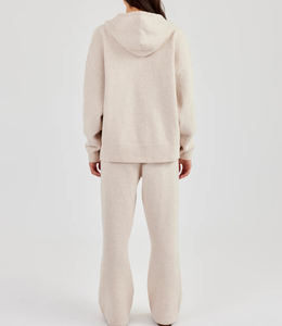 Sudadera con capucha y pantalón de pierna recta con cremallera holgada de talla grande OEM/ODM, chándales para correr, chándal ligero de lana de algodón 100% - Product Image 3