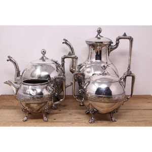 Best Selling Kitchenware Coffee Kettle Stainless Steel Mirror Polished Tea Service <b>Tray</b> Latest Design From India Set Of 4 <b>Pots</b> - Product Image 4