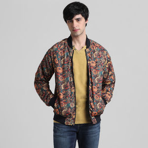 Chaqueta de bombardero personalizada para hombre de estilo callejero, chaqueta de lona sublimada de alta calidad con cuello levantado para uso en exteriores - Product Image 1