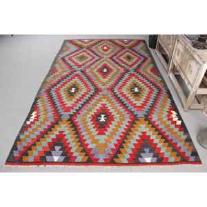 Vintage 0.5x9.8 ft Rug, Turkish <b>Runner</b> Rug, <b>Red</b> Bordered Rug - Product Image 1