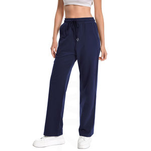 Stylish Women's Flare Sweatpants in Cotton Blend Elastic Waistband <b>Straight</b> <b>Leg</b> Flat Front Breathable Eco-Friendly Casual - Product Image 1