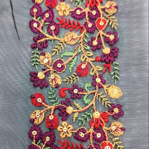 Tissu brodé floral coloré en dentelle Abaya de haute qualité et écologique, motif complexe, élégant, pour sacs de mariage haut de gamme - Product Image 1