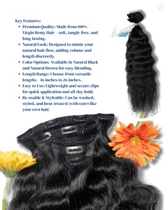 Juego de 5 voluminizadores de cabello virgen Remy de doble estiramiento de 16 pulgadas 100% para mujeres, extremos de doble estiramiento 100-120g - Product Image 3