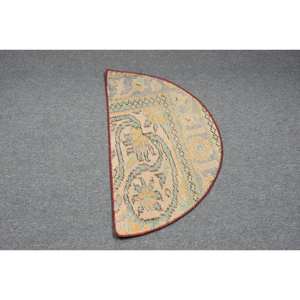 Classic Beige 2.5 X 1.5ft Woolen <b>Turkish</b> <b>Rug</b> Patchwork Design for Entryway Living Room Bedroom Rectangular Hallway Shape Latex - Product Image 3