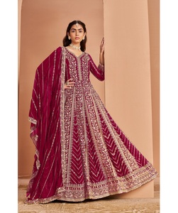 Colección de Ropa Étnica india y paquistaní para mujer, traje pesado de Georgette Anarkali con bordado, proveedor directo de India - Product Image 1