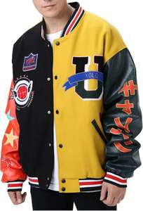 Blouson universitaire respirant pour homme OEM, broderie chenille, manches en cuir, personnalisé, tendance, style équipe américaine de basketball, imperméable - Product Image 4