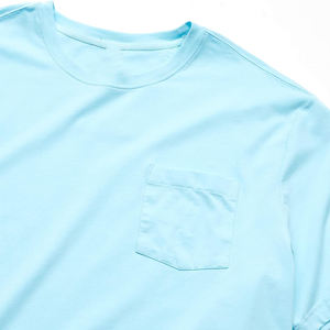 T-shirt bleu à impression de logo personnalisé à la mode pour hommes T-shirt décontracté en polyester de coton à manches courtes et à épaules tombantes pour les hommes - Product Image 3