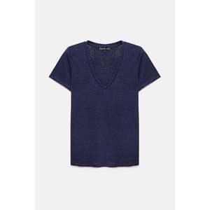 Camiseta de Lino con Cuello en V - Product Image 1