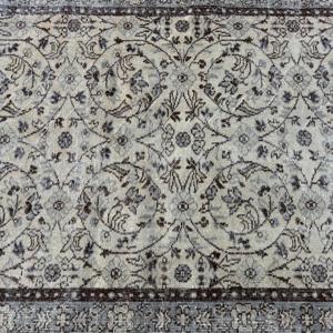 Vintage Turkish Rug 3.9x6.9 ft (120x209 cm), <b>Brown</b> Floral <b>Wool</b> Rug - Product Image 5
