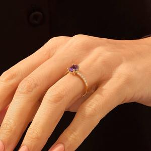 Bague de fiançailles en or 18 carats avec diamant ovale de laboratoire, élégante bague de mariage, bijoux fantaisie pour femme, bague empilable stylée, idéale pour Va - Product Image 2
