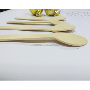 Ustensiles cuillères en bois de taille 105mm pour la cuisine, pour le service au restaurant, bord poli, surface lisse - Product Image 3