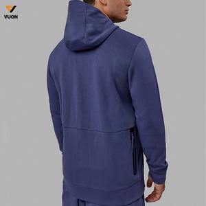 100% coton sweat à capuche zippé personnalisé couture inversée conception impression numérique complète sweat à capuche court zippé pour hommes - Product Image 4