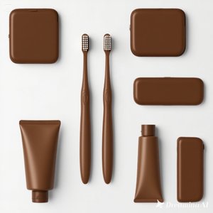 Elegante Kit de cepillo de dientes marrón para hotel | Juego de cuidado bucal minimalista con pasta de dientes y estuche de viaje 100 caja personalizada - Product Image 4