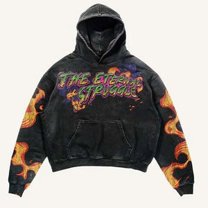 Survêtement imprimé bouffant personnalisé Streetwear noir Ensemble pantalons de survêtement et sweats à capuche Hip Hop survêtement bouffant 3d pour hommes - Product Image 1