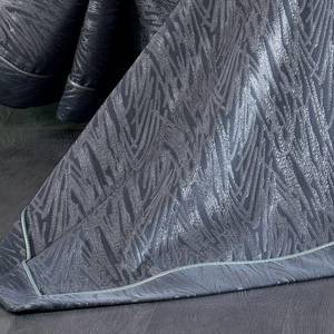 Ensemble de couvre-lit classique de luxe personnalisé Guzide Vivaldi bleu fumé 4 pièces, 100% chenille, tissé rayé, lavable, anti-acariens - Product Image 5
