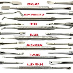 Ensemble de haute qualité de 7 instruments de chirurgie d'implant dentaire d'ascenseur périosté Source d'alimentation manuelle en acier - Product Image 2