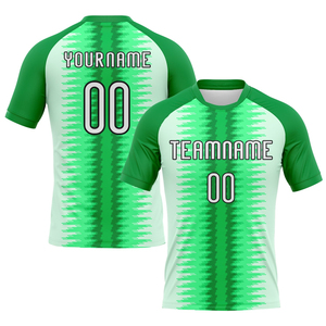 Uniforme de Voleibol Sublimado de Primera Calidad en Verde Kelly con Líneas Blancas y Negras, Ropa Deportiva Transpirable para Hombre, Nueva Tela Disponible - Product Image 2