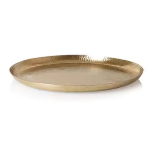 Handmade Classic Design Metal Casted Aluminium Round Tray Gold for Home and <b>Kitchen</b> <b>Decor</b> Serving Tray - Product Image 1