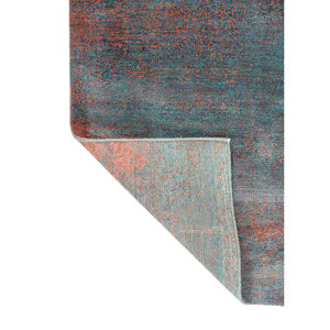Tapis en laine et soie de bambou noué à la main Kavi Blue, collection Afterglow - Motif abstrait pour usage domestique Eskm-01 - Product Image 5
