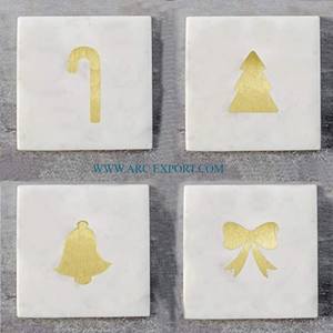 Home Dinnerware Table <b>Coasters</b> Mugs and Cups Kitchen Mats & Pads Vintage <b>White</b> Marble Square Shape Casters For Wholesale Supply - Product Image 1